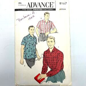 Advance Vintage 1950's Pattern #8167 Men's Sport Shirt Size Medium